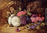 The Bunch of Violets Paintings - Asters,Pansies And Violets by Vincent Clare